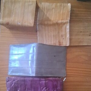Set of Eelskin Leather Wallets in Various Colors (3) & Eyeglass Case